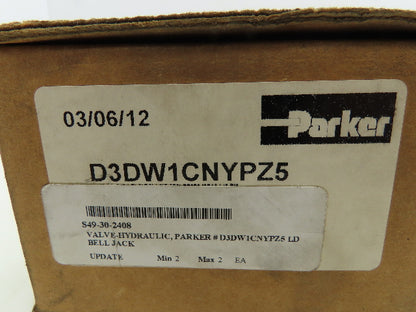 Parker D3DW1CNYPZ5 Hydraulic Directional Control Solenoid Valve 3-Pos 120V D05