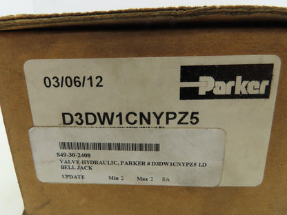 Parker D3DW1CNYPZ5 Hydraulic Directional Control Solenoid Valve 3-Pos 120V D05