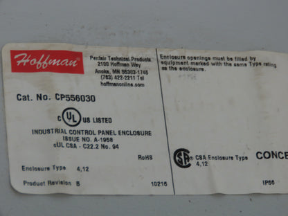 Hoffman CP556030 Concept Electrical Enclosure HMI Black Handle 550x600x300mm