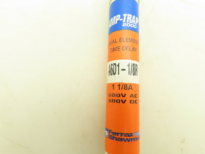 Ferraz Shawmut A6D1-1/8R 1-1/8A 600V Dual Element Time Delay Class RK1 Lot Of 6