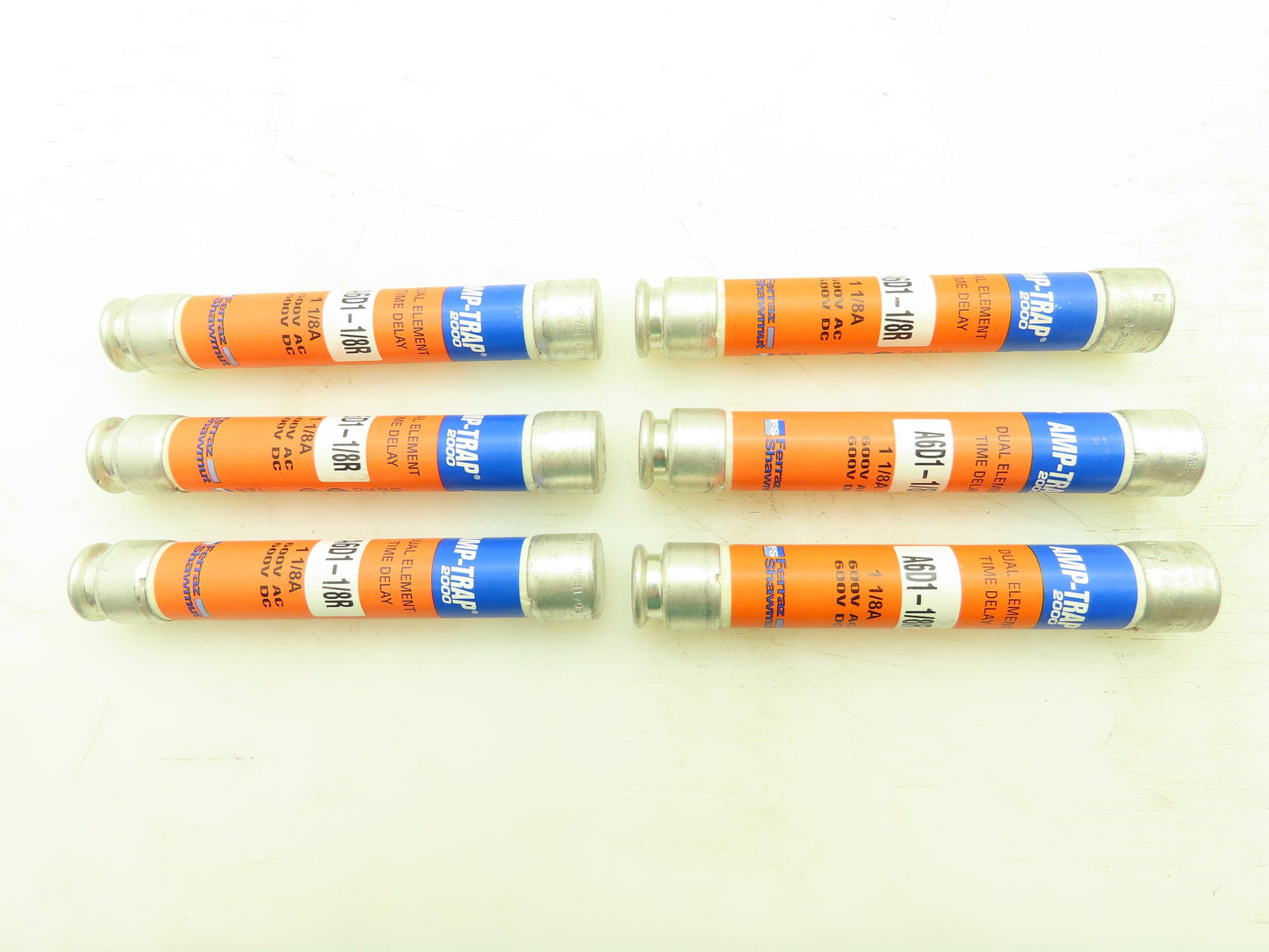 Ferraz Shawmut A6D1-1/8R 1-1/8A 600V Dual Element Time Delay Class RK1 Lot Of 6