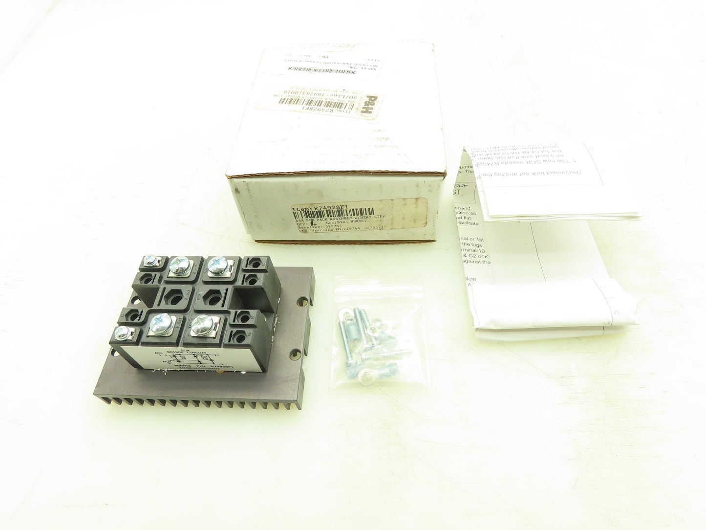 Morris R74928F1 Thyristor SCR Bridge Rectifier 46A Heat Sink P&H