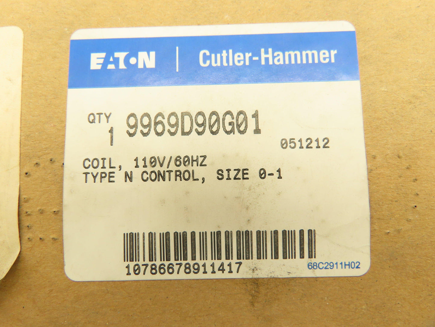 Eaton Cutler Hammer 9969D90G01 Westinghouse Coil 110V Sz 0-1 Type N