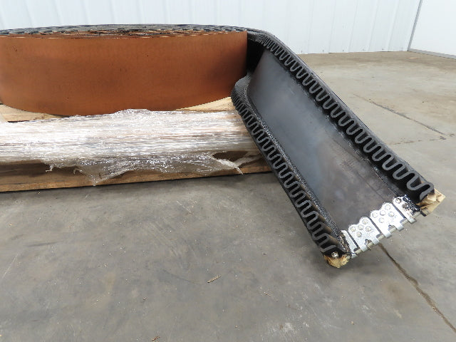 8"x 65'  2-Ply Smooth Top Rubber Conveyor Belt 1.5" Sidewall