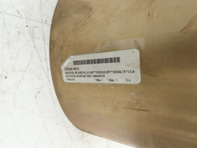 10.25" ID 11" OD 8.75"L Bronze Grooved Plain Bearing Bushing Sleeve