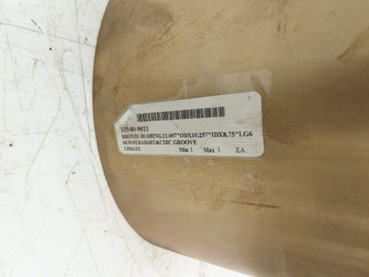 10.25" ID 11" OD 8.75"L Bronze Grooved Plain Bearing Bushing Sleeve