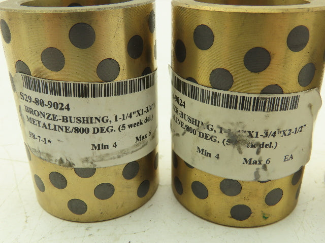 1-1/4"x 1-3/4"x 2-1/2" Bronze Graphite Plugged Bearing Sleeve Bushing  Lot of 3