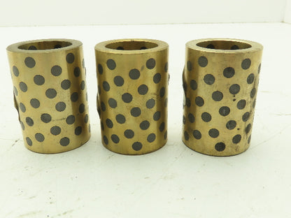 1-1/4"x 1-3/4"x 2-1/2" Bronze Graphite Plugged Bearing Sleeve Bushing  Lot of 3