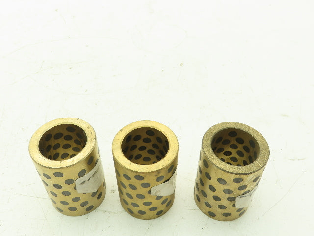 1-1/4"x 1-3/4"x 2-1/2" Bronze Graphite Plugged Bearing Sleeve Bushing  Lot of 3