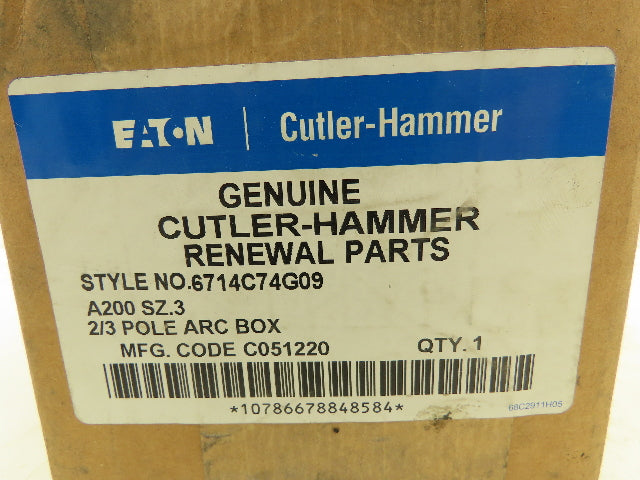 Eaton Cutler Hammer 6714C74G09 Renewal Parts 2/3 Pole Arc Box A200 Size 3