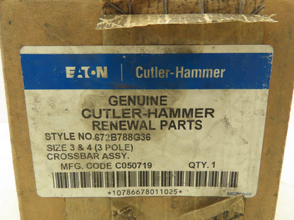 Eaton Cutler Hammer 672B788G36 Renewal Parts Contactor Crossbar Assy Size 3-4