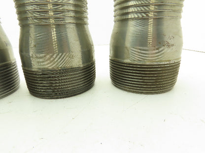 3LZ98A Barbed Steel Hose Fitting 3" Barb x 3" NPT Pipe Nipple  Lot of 4