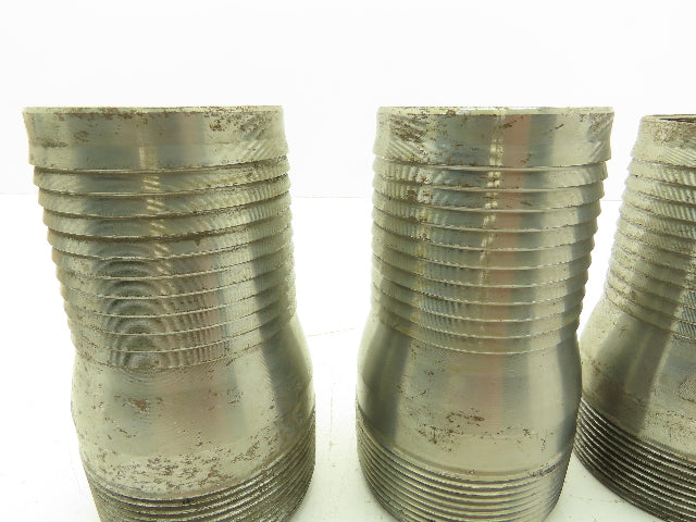 3LZ98A Barbed Steel Hose Fitting 3" Barb x 3" NPT Pipe Nipple  Lot of 4