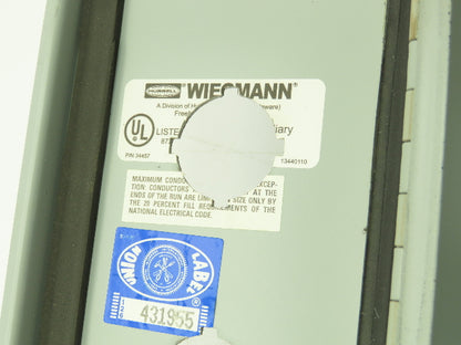 Wiegmann T4424CH Electrical Enclosure Wire Trough 4x4x24" 30mm Pushbutton Holes