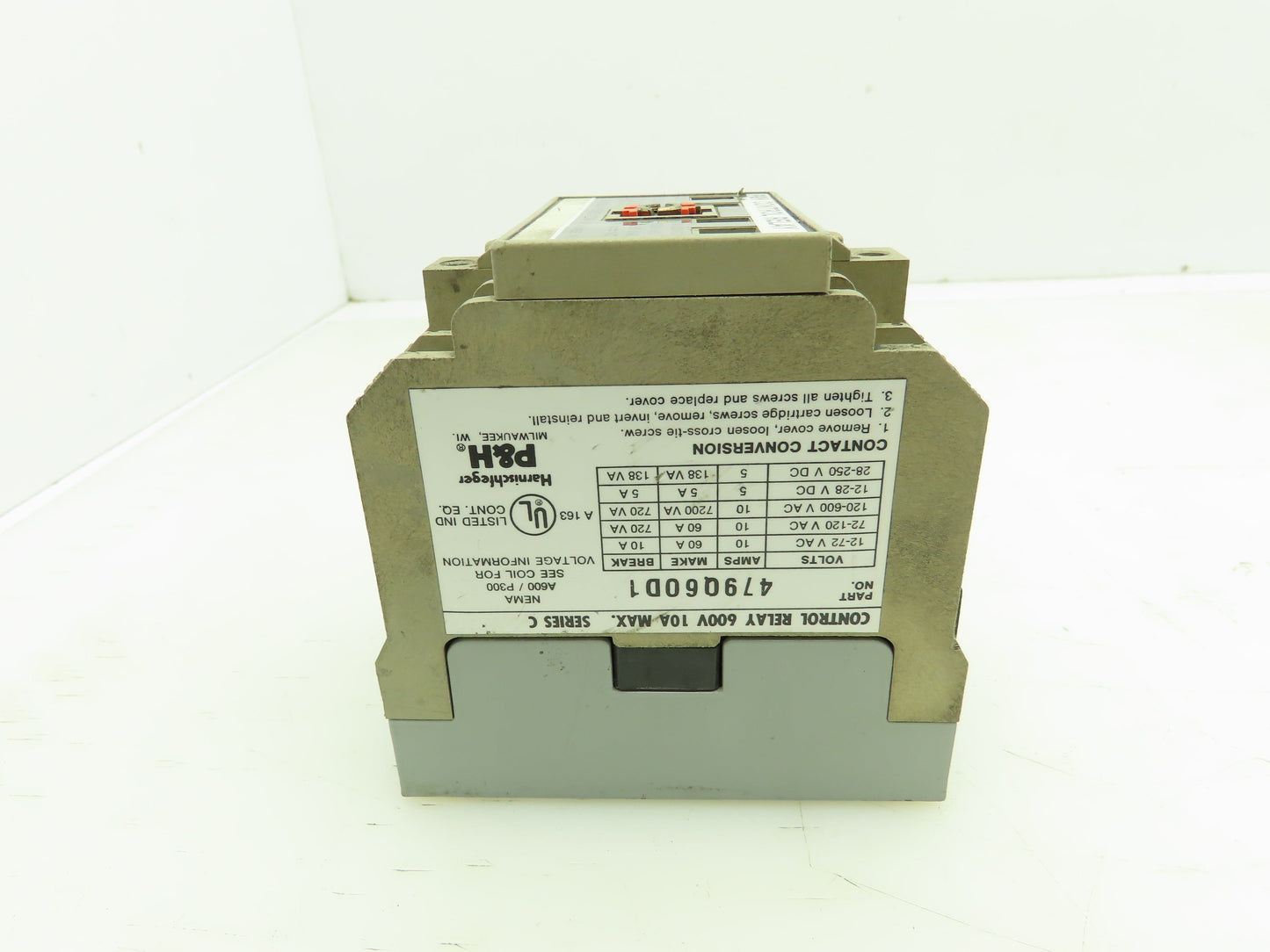 P&H Harnischfeger 479Q60D1 Control Relay 120V Coil 2 Contact Blocks
