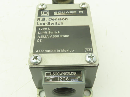 Square D L300WNS2M26 Limit Switch 600V 12A Type L