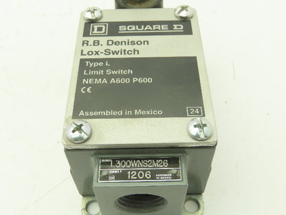 Square D L300WNS2M26 Limit Switch 600V 12A Type L