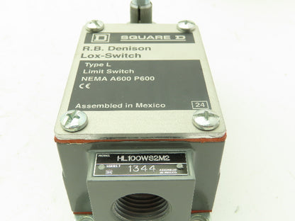 Square D HL1000WS2M2 Limit Switch 600V 20A Type L 1/2" NPT Connection