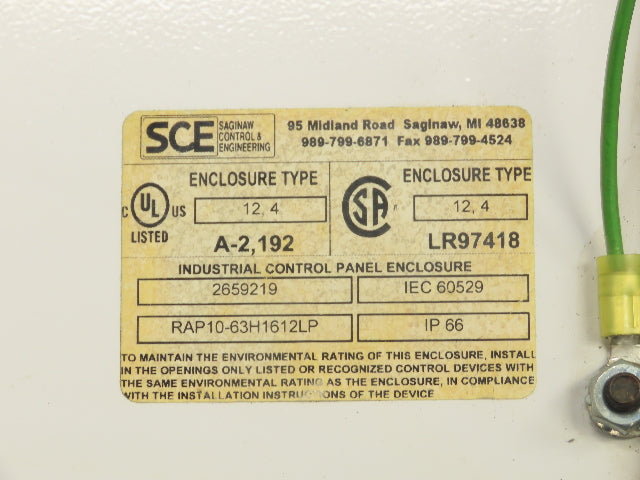 Saginaw Control RAP1063H1612LP Electrical Enclosure 30A Disconnect 63x16x12"