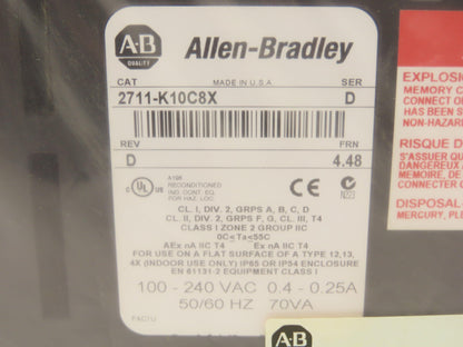 Allen Bradley 2711-K10C8X PanelView 1000 Touch Screen Display Panel