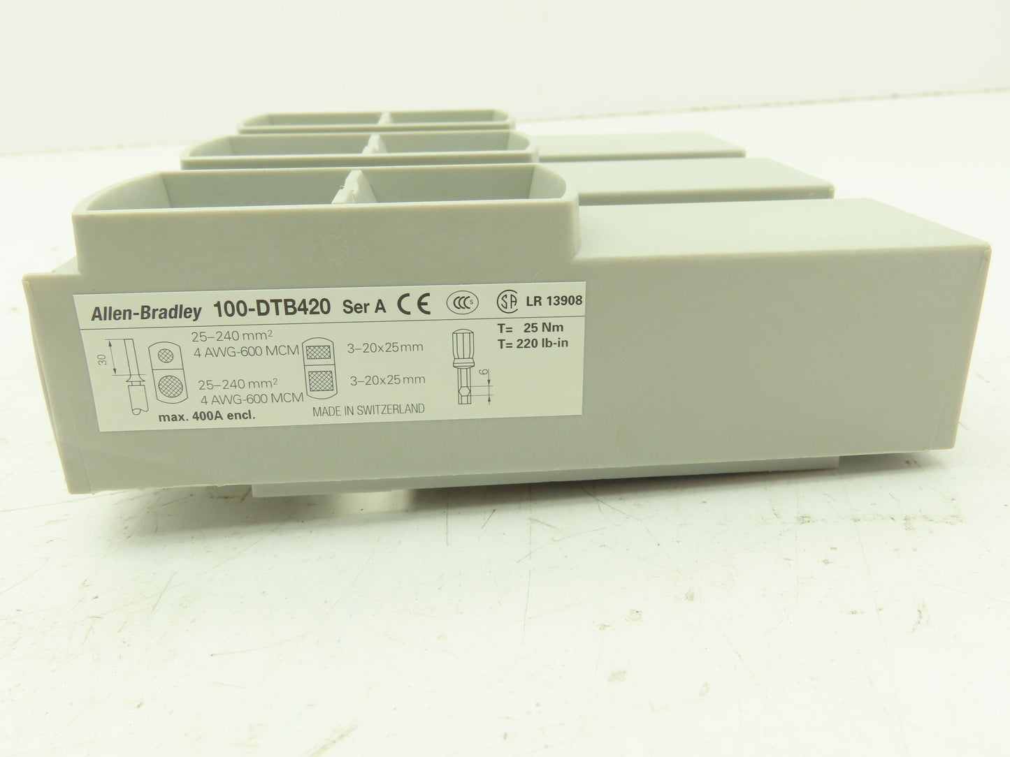 Allen Bradley  100-DTB420 Terminal Lugs Protection Class IP2X Lot of 2