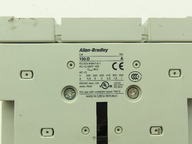 Allen Bradley 100-D Motor Starter Contactor 600V 220A 3Ph 120V Coil 60Hz