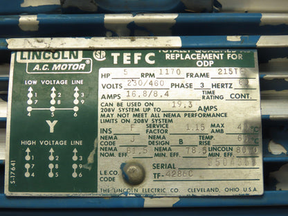 Vickers V101P5P1C20 7.5 GPM Hydraulic Pump Unit 5Hp Lincoln AC Motor 460V 3PH