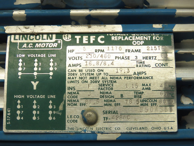 Vickers V101P5P1C20 7.5 GPM Hydraulic Pump Unit 5Hp Lincoln AC Motor 460V 3PH