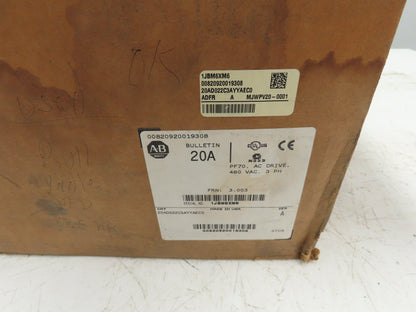 Allen Bradley 20AD011C3AYYAEC0 Powerflex 70 AC Drive VFD 480V 7.5Hp 11A IP66