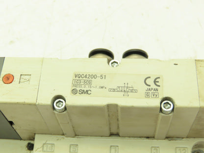 SMC VQC4200-51 Pneumatic Solenoid Valve 2-Pos 5-Port Base 24VDC