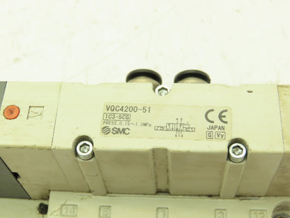 SMC VQC4200-51 Pneumatic Solenoid Valve 2-Pos 5-Port Base 24VDC