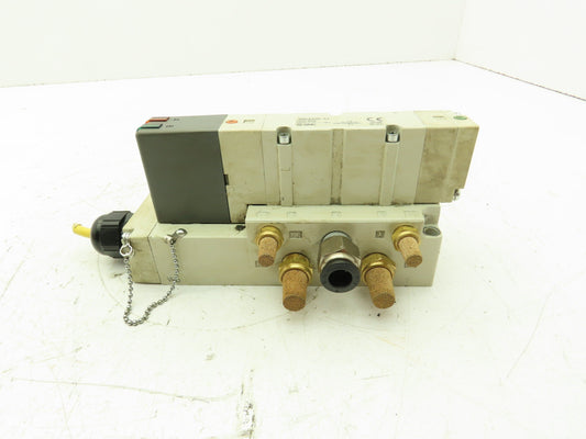 SMC VQC4200-51 Pneumatic Solenoid Valve 2-Pos 5-Port Base 24VDC