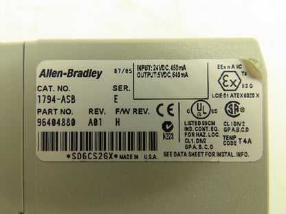 Allen Bradley 1794-ASB Flex I/O 24V DC Power Supply RIO Adapter Ser E