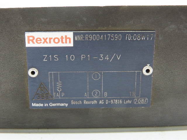 Rexroth Z1S 10 P1-34/V Hydraulic Check Valve Sandwich Plate