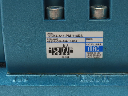 MAC 6623A-511-PM-114DA Pneumatic Solenoid 4/2 Spool Valve 120V