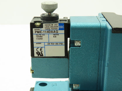 MAC 6623A-511-PM-114DA Pneumatic Solenoid 4/2 Spool Valve 120V