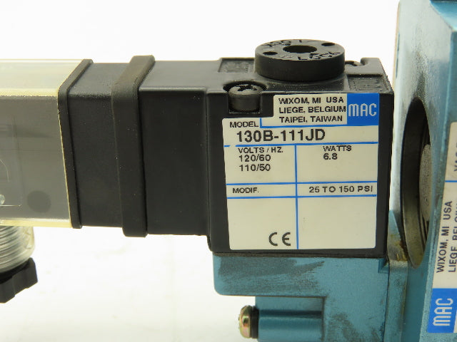MAC 56C-13-111JD Pneumatic Solenoid 3/2 Spool Valve 120V 1/2" NPT