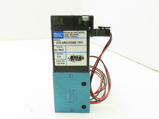 MAC 37A-AB0-HDBB-1MC Pneumatic Solenoid 3/2 Poppet Valve 24VDC 1/4" NPT