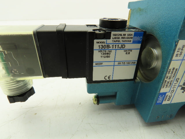 MAC 56C-12-111JD Pneumatic Solenoid 3/2 Spool Valve 120V 3/8" NPT