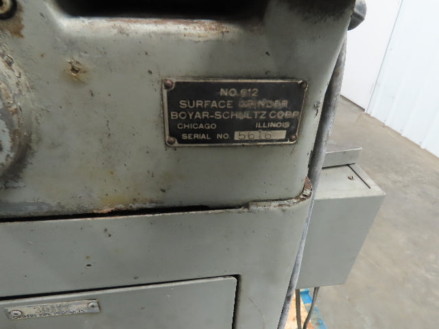 Boyar Schultz 612 Surface Grinder Magna Lock HR510 Magnetic Chuck 3Ph 230/460V