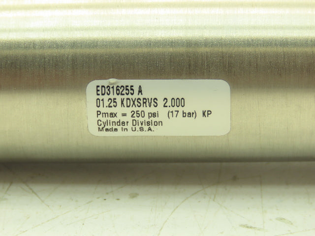 Parker SR Series Duplex Tandem Double Air Cylinder 1.25" Bore 2" Stroke