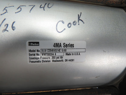 Parker 4MA Series Pneumatic Air Cylinder 6" Bore 5" Stroke 250 PSI Trunnion Mt