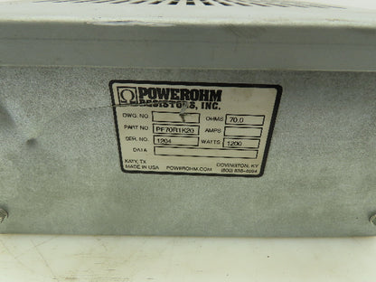 Hubbell PF70R1K20 Powerohm Braking Resistor 1200W 70 Ohms Steel Enclosure