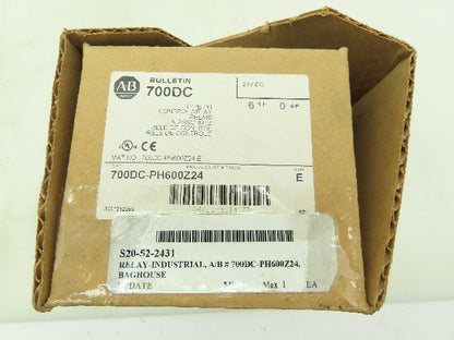 Allen Bradley 700DC-PH600Z24 Control Relay Type PH 600V 20A 24VDC Ser E