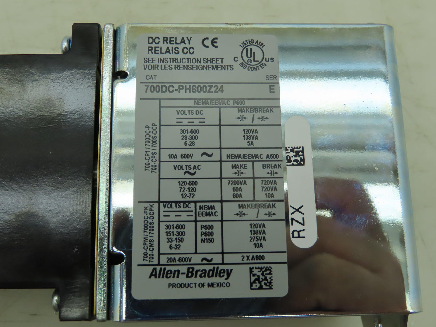 Allen Bradley 700DC-PH600Z24 Control Relay Type PH 600V 20A 24VDC Ser E