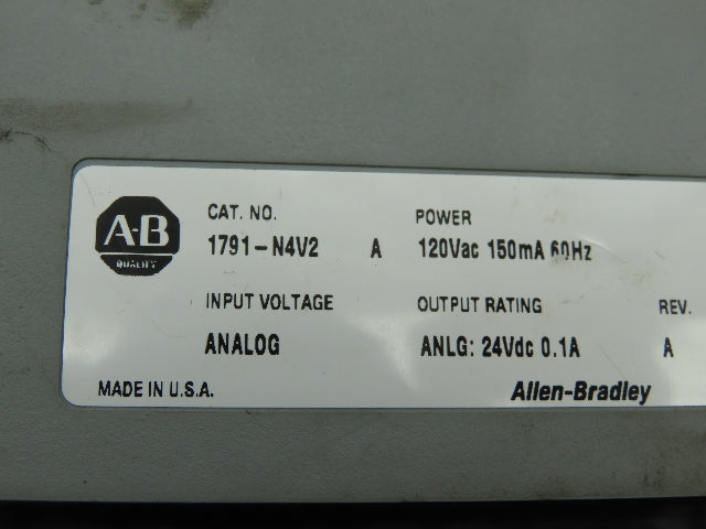 Allen Bradley 1791-N4V2 Block I/O Module Analog Input Output Series A