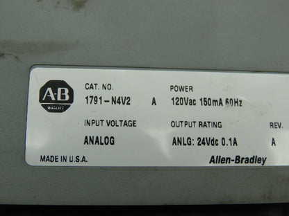 Allen Bradley 1791-N4V2 Block I/O Module Analog Input Output Series A
