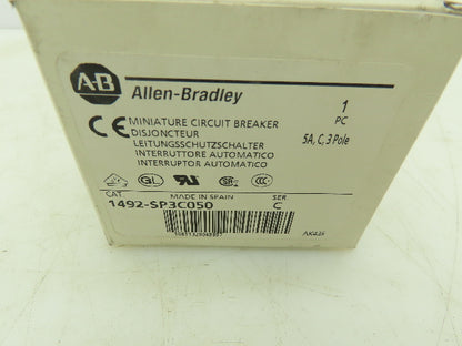 Allen Bradley 1492-SP3C050 Circuit Breaker 3 Pole 5A 480/277V Ser C