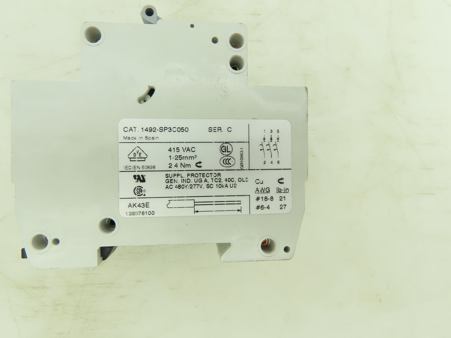 Allen Bradley 1492-SP3C050 Circuit Breaker 3 Pole 5A 480/277V Ser C