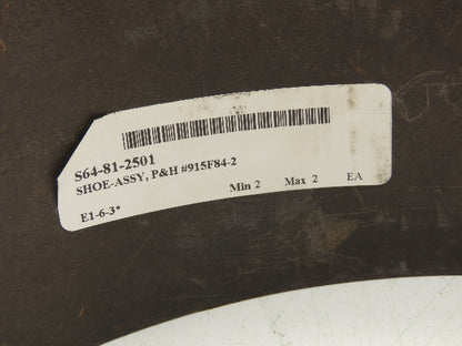 P&H Morris 915F84-2 Magnetic Brake Shoe 8"  Set of 2